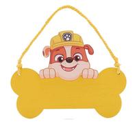 Widdop & Co Paw Patrol Rubble Wooden Hanging Plaque Yellow