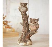 Widdop & Co. Two Owls on a Tree Ornament - Log Wood Effect Bird Decoration - Free Standing - Rustic Keepsake by Country Living