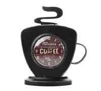 Widdop & Co Vintage Style Metal Mantel Clock Coffee Cup with Steam Detail Quartz W2947