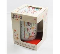 Widdop Congratulations Funky Gift Set Mug And Cork Coaster