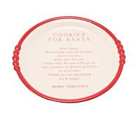Widdop Cookies for Santa Large Ceramic Christmas Plate - Red Rim Serving Dish with Festive Text - Perfect for Biscuits, Treats & Santa’s Cookies - 30cm