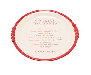 Widdop Cookies for Santa Large Ceramic Christmas Plate - Red Rim Serving Dish with Festive Text - Perfect for Biscuits, Treats & Santa’s Cookies - 30cm