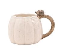 Country Living Pumpkin Mug with Hedgehog on Handle - Autumn Ceramic Hot Drink Cup, Woodland-Themed Rustic Coffee & Tea Mug, Seasonal Gift for Fall