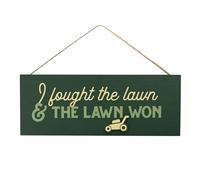 Widdop Country Living 'I Fought The Lawn & The Lawn Won' Green MDF Wall Plaque Hanging Gift Home Decorative Novelty 26cm x 10cm