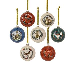 Widdop Disney Bambi & Enchanted Forest Friends Set of 7 Glitter Christmas Tree Baubles