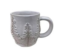 Widdop Embossed Frosted Pine Trees Mug - Ceramic White Winter Cup with Raised Pine Tree Design - Rustic Christmas Tableware for Tea, Coffee & Hot Chocolate - Cosy Seasonal Gift