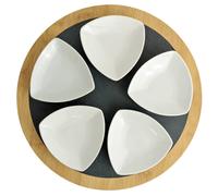 Widdop Food & Wine Set of 5 Dishes with Round Bamboo & Slate Tray Set