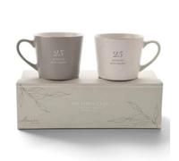Widdop Gifts 25Th Anniversary Gift Boxed Set Of 2 Mugs - Grey And Cream With Silver Detail