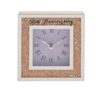 Widdop Gifts 50Th Wedding Anniversary Crystal Border Mantel Clock, 15 X 15 X 4.6 Cm, Purple.