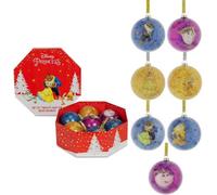Widdop Gifts Disney Beauty And The Beast Set Of 7 Shatterproof Christmas Baubles, 7Cm, Gold And Silver
