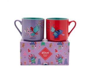 Widdop Gifts Disney Lilo & Stitch Set Of 2 Ceramic Christmas Mugs, Gift Boxed