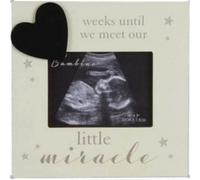 Widdop Gifts Little Miracle Baby Scan Photo Frame With Chalkboard Countdown, Cream, Holds 10 X 7.5 Cm Photo