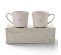 Widdop Gifts Mrs & Mrs Set Of 2 Stoneware Mugs, Cream, Gift Boxed, 8.5 X 12 Cm