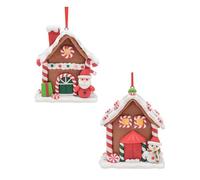Widdop Gifts Set Of 2 Light-Up Gingerbread House Christmas Decorations, 10 X 7.5 Cm Each