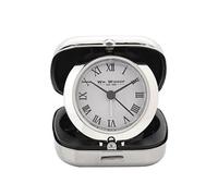 Widdop Gifts Silver Fold-Up Travel Alarm Clock - Compact Battery-Powered Quartz Alarm