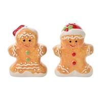 Widdop Gingerbread Christmas Salt and Pepper Shakers - Festive Ceramic Gingerbread Man and Woman Design - Seasonal Tableware and Kitchen Accessory