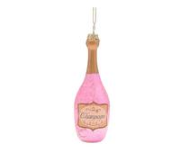 Widdop Glass Hanging Ornament - Pink Champagne Bottle Christmas Tree Decoration - Elegant Festive Bauble from the Whimsical Wonderland Range