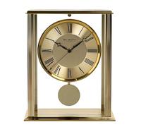 Widdop Gold Mantel Clock with Pedulum, Roman Dial & Ultra-Precise Quartz Movement