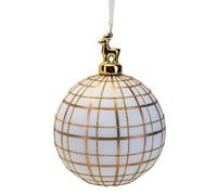 Widdop Hanging Glass Bauble Matt White & Gold - Reindeer