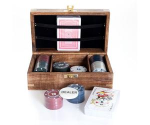 Widdop Harvey Makin Wooden Poker Set - Texas Holdem Blackjack Poker Chips - Sophisticated Stylish Design - Gift for Him Father's Day Dad Present