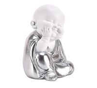 Widdop HESTIA Baby Buddha Silver and White Buddha Child Zen Gift Ornament Hands on Chin HE1675