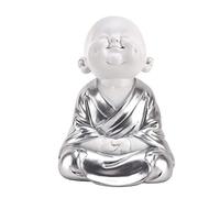 Widdop HESTIA Baby Buddha Silver and White Buddha Child Zen Gift Ornament Hands on Knees HE1677