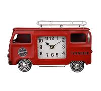 Widdop Hometime Red Metal Camper Van Mantel Clock - Vintage Clockface - Quartz Movement - Camper Van Clock Gift For Him Dad Father's Day Birthday