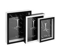 Widdop iFrame Set of 3 Black and White Stacking Stackable Deep Picture Photo Frames Home Office Decor FR103W
