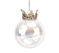 Iridescent Glass Bauble with Sparkly Glitter Crown