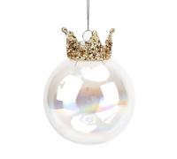 Widdop Iridescent Glass Bauble with Sparkly Glitter Crown in Clear Widdop Clear