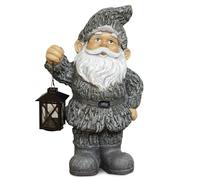 Widdop Large Stone Effect Garden Gnome Holding Lantern Outdoor Decoration