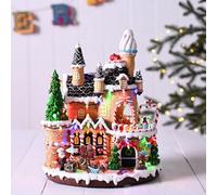LED Gingerbread House with Rotating Characters Battery Operated 30cm