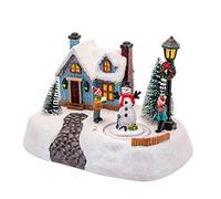 Widdop Light Up Musical House and Rotating Snowman Christmas Decoration