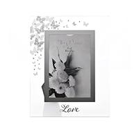 Widdop Love Glass Photo Frame with Butterflies and Diamantes - 4''x6''