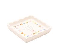 Widdop Love Life Floral Scallop Trinket Tray, Loved Design, Decorative Cream Tray with Floral Pattern