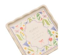 Widdop Love Life Floral Scallop Trinket Tray, Mummy Design, Decorative Cream Tray with Floral Pattern