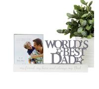 Widdop Men's Celebrations 'Worlds Best Dad' Decorative Photo Frame - 4 x 4" in Grey Widdop Grey