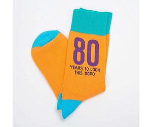 Widdop Men's Socks | Fun 80th Birthday Gift | 80th Birthday Socks for Men | Size 7-11