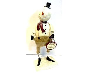 Widdop Merry & Bright Christmas Snowman 'Christmas Is On It's Way' Statue Ornament