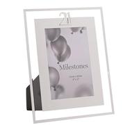 Widdop Milestones Mirror Border Photo Frame Age 21 - Photo Frame For Birthdays - Aperture 6" x 4" - Stylish Design Gift For Birthday Picture Frame