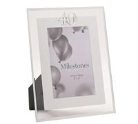Widdop Milestones Mirror Border Photo Frame Age 40 - Photo Frame For Birthdays - Aperture 6" x 4" - Stylish Design Gift For Birthday Picture Frame