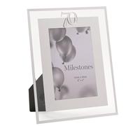 Widdop Milestones Mirror Border Photo Frame Age 70 - Photo Frame For Birthdays - Aperture 6" x 4" - Stylish Design Gift For Birthday Picture Frame
