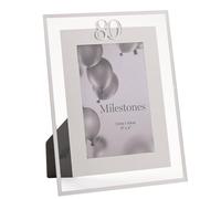Widdop Milestones Mirror Border Photo Frame Age 80 - Photo Frame For Birthdays - Aperture 6" x 4" - Stylish Design Gift For Birthday Picture Frame