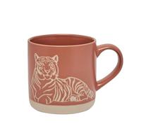 Widdop Naturecraft Ceramic Tiger Mug - Terracotta Wax Resistant Coffee Tea Cup - 350ml Animal Themed Gift for Birthday - Hot Drinks