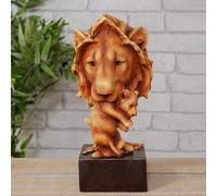 Widdop NATURECRAFT WOOD EFFECT RESIN FIGURINE - LION & CUB