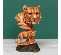 Widdop Naturecraft Wood Effect Resin Figurine - Lion & Cub