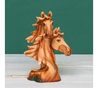 Widdop Naturecraft Wood Effect Resin Figurine - Two Horse Heads