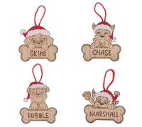 Widdop Paw Patrol Set of 4 Character Wooden Christmas Tree Hanging Decorations Chase Marshall Skye Ruble Festive Xmas Tree Decor