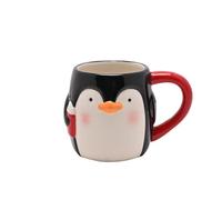 Widdop Penguin Mug - Festive Ceramic Cup with Red Handle - Cute Christmas Tableware for Hot Chocolate, Tea & Coffee - Fun Winter Gift Idea for Friends and Family