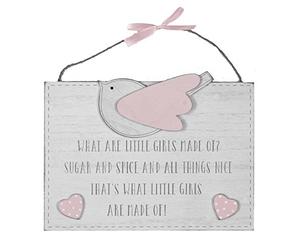 Widdop Petit Cheri' MDF Plaque - What Little Girls Are Made Of?